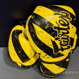 Fairtex muay thai gloves for sparring (black and yellow colors) BGV14