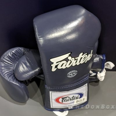 Fairtex lace up Gloves mex (genuine Leather) Blue BGL6